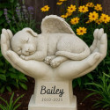 Personalised Dog Memorial Angel Statue in Hands – Weatherproof Resin Grave Marker for Garden Display with Elegant Cursive Name &
