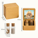 Personalised Wooden Dog Memorial Keepsake Box with 2 Glass Vials for Ashes & Fur Storage - Persnalised with Photo, Name & Dates