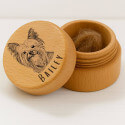 Picture-to-drawing Round Wooden Dog Memorial Keepsake for Ashes or Fur Storage - Engraved with Name