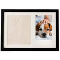 Paw Print Clay & Photo Frame Kit – Wooden Dog Memorial Picture Frame for Indoor Display
