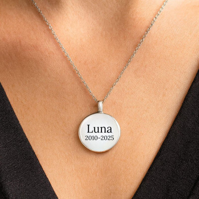 Personalised Dog Memorial Round Urn Necklace –...