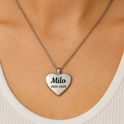 Personalised Dog Memorial Heart Urn Necklace –...