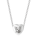 Personalised Dog Memorial Heart Urn Necklace with Slide-Through Chain – Engraved Pet Picture-to-drawing Ashes Keepsake