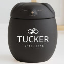 Personlig, keramisk hundurna med sovande husdjurs-lock — urna för husdjurskremering med namn, datum & evig kärlek-design