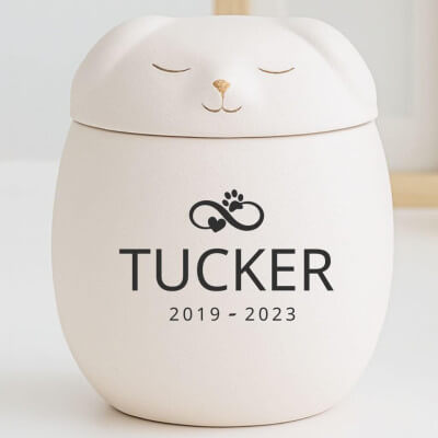 Personlig, keramisk hundurna med sovande...