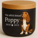 Personlig, keramisk hundurna med foto — urna för husdjurskremering med namn, datum & hyllning