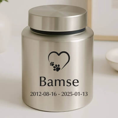 Personlig, cylinderformad hundurna i rostfritt...