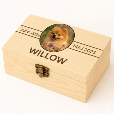 Personlig hundurna i ljust trä med foto —...
