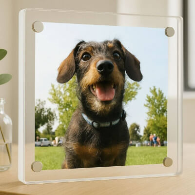 Acrylic Dog Memorial Frame – Square Custom Pet...