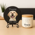 Personalised Round Slate Dog Memorial Plaque – Pet Memorial Gift with Photo, Engraved Name & Dates