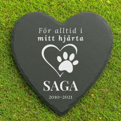Personlig, hjärtformad gravmarkör för hund —...
