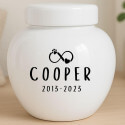 Personlig, keramisk hundurna — urna för husdjurskremering med namn, datum & evig kärlek-design