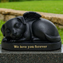 Black Sleeping Angel Dog Memorial Urn – Outdoor Resin Grave Marker & Pet Ashes Holder for Garden Display