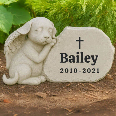 Personalised Dog Angel Memorial Headstone with...